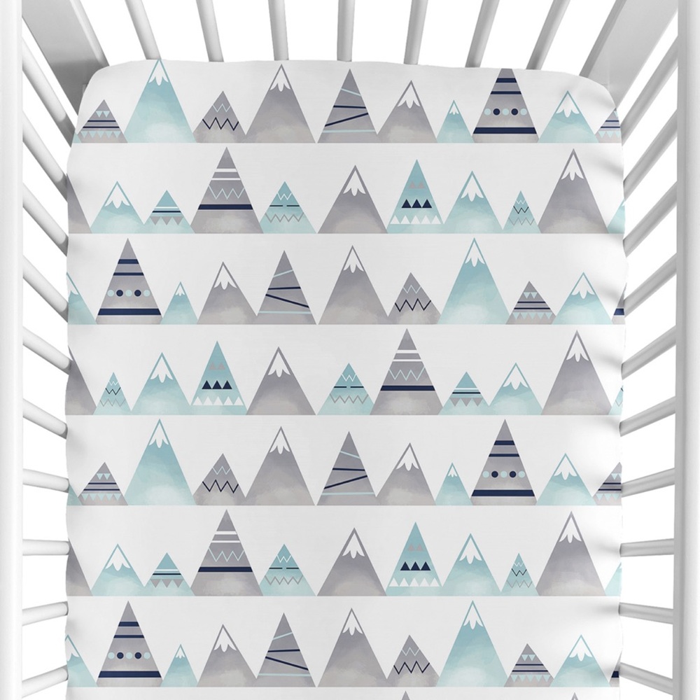 Sweet Jojo Designs Mountain Fitted Crib Sheet NEW